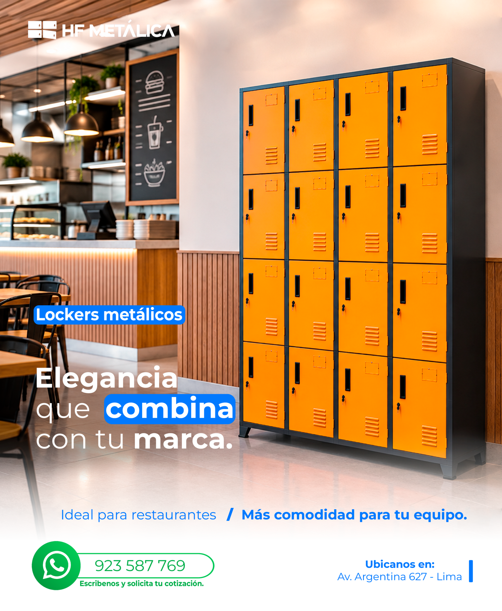 Lockers metálicos naranjas